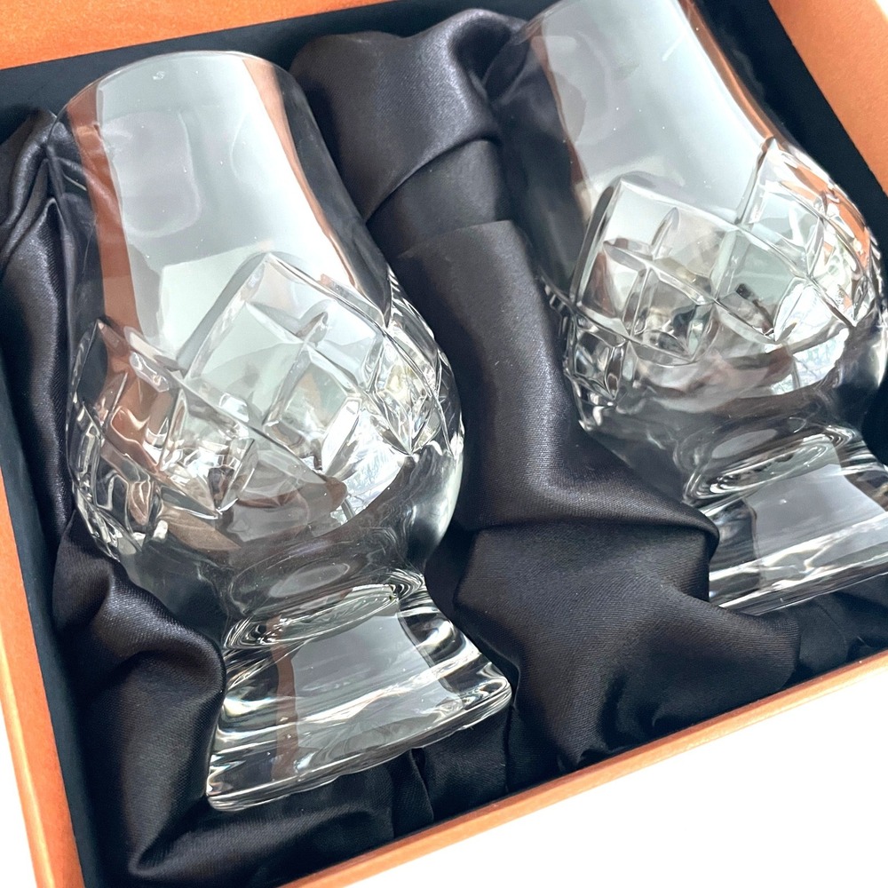 The Glencairn Glass Cut Crystal Whiskey Tasting Glasses Set of 2 with Gift Box